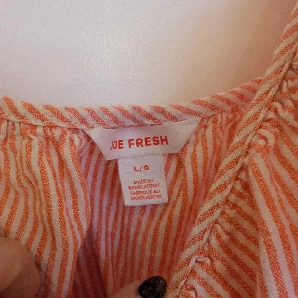 Striped Ruffle Sleeve Top Orange Joe Fresh Size Large - Picture 6 of 7